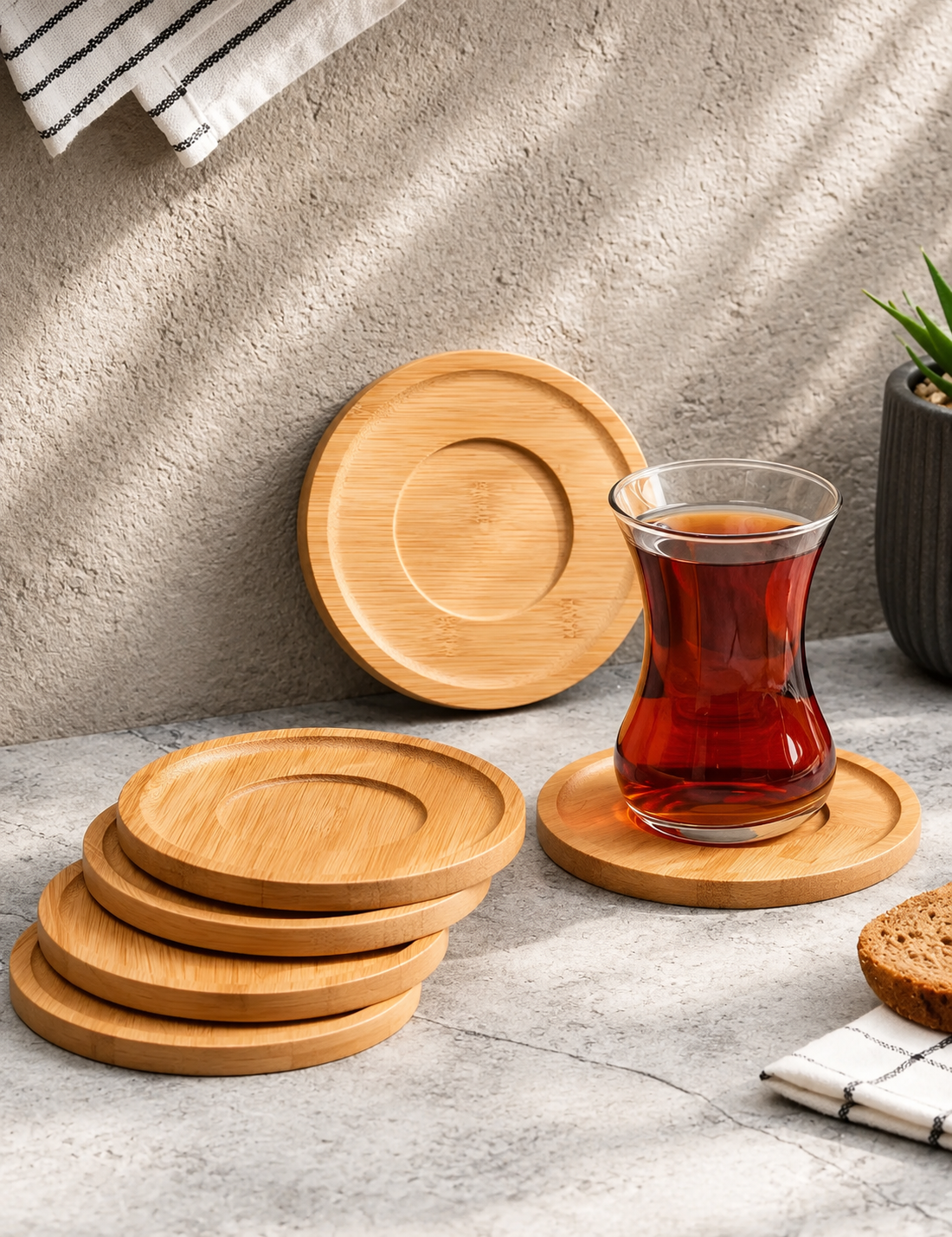 Evore™ Premium Bambu Bardak Altlığı (6'lı Set)