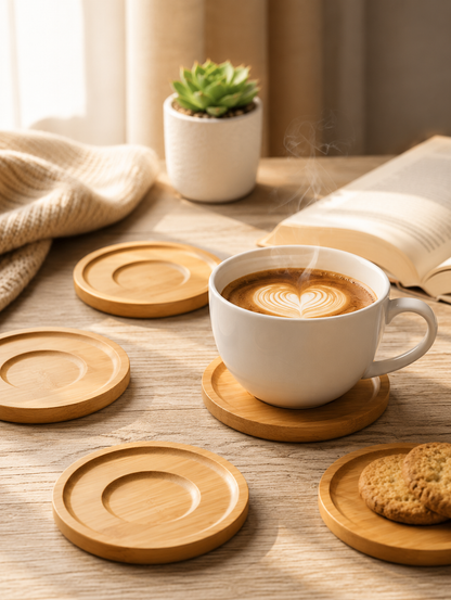 Evore™ Premium Bambu Bardak Altlığı (6'lı Set)