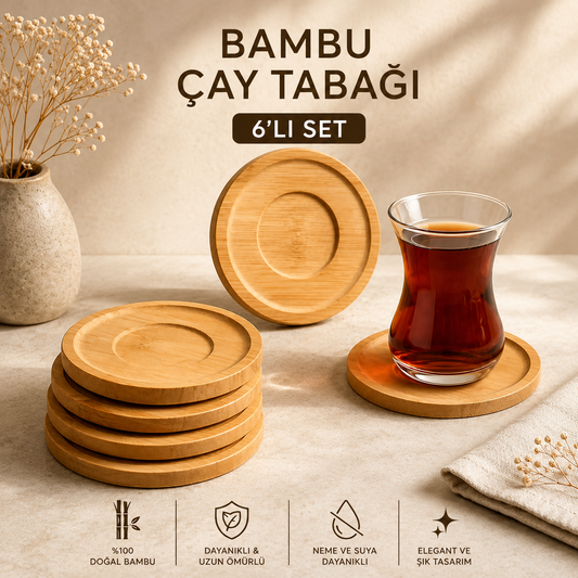 Evore™ Premium Bambu Bardak Altlığı (6'lı Set)