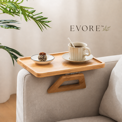 Evore™ Bambu Dikdörtgen Koltuk Kenarı Sehpası | Devrilmeyen Koltuk Kol Sehpası
